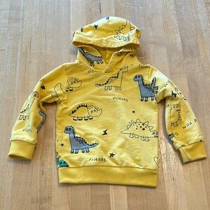 Yellow Dinosaur Print Kids Hoodie